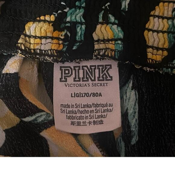 PINK VICTORIA'S SECRET SMOCKED WAIST LEMON PRINT SHORTS LARGE BLACK YELLOW - Picture 4 of 11